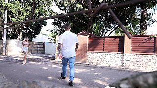 Picked up blonde gets dick in public