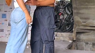Amateur with Glasses Outdoor Blowjob Facial