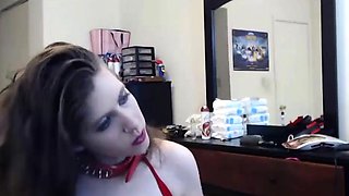 Tattooed Amateur Plays with Dildo on Webcam