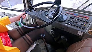 Emily's Clip Store - Emily Revs Russian Bus In Pantyhose