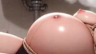 Pregnant Woman Smoking in Filthy Bathroom Bondage - Wet Pussy Desperation