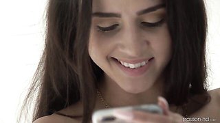 POV sex in the dick-riding with a hot brunette Kylie Rocket