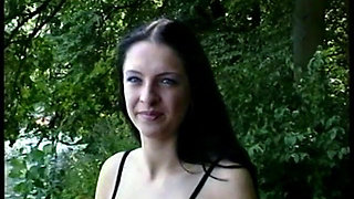 Brunette cutie gaping pussy at casting