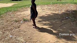 African Ebony Sexy Black Girl Dances in Public with Laughter