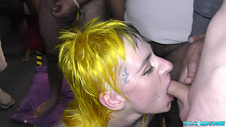 Debut Bukkake Facials for Lana Banana