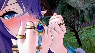 Lauma hot ahegao sex in the forest - Genshin Impact