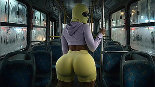 Petite Big Ass Twerking in Tight Yellow Leggings on the Bus