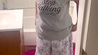 Mature Marie undressing using toilet,showering and drying off