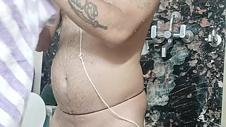 Indian desi man enjoy shower and masterbation show with neighbour
