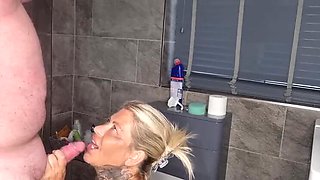 Filthy Emma Gives Bathroom Blowjob and Swallows Cum – Amateur MILF HD
