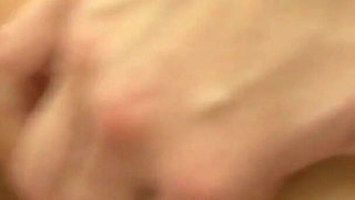 Dirty brunette in fishnets gets banged by a dick through a glory hole after sucking it