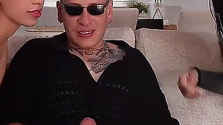 Threesome with My Best Friend and My Security Guard Share My Security Guard's Huge Cock