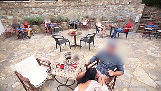 Outdoor extreme! I unpack the cocks in the middle of the restaurant!