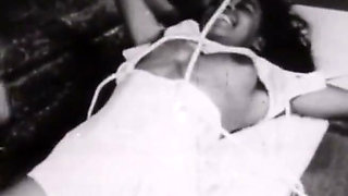 Black-and-white Vintage Bondage Classic with Rope-bound Retro Submissives