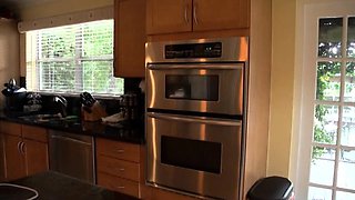 Blonde and brunette lesbians stripping and making out