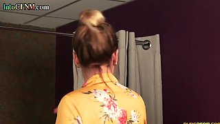 CFNM IR British babes sucks black knob in changing room