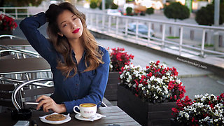 Magnetic Russian Beauty Playing with Cigarette Smoke