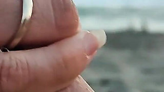French Teacher Extreme Public Blowjob on Nudist Beach with Voyeurs and Cumshot