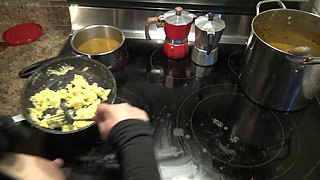 Submissive Stepmom In Hijab Creampied By Stepson In The Kitchen