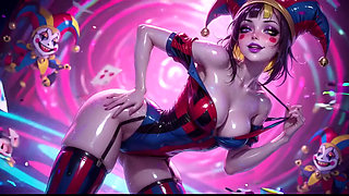 Clown Girl Covered in Thick Cum - Ahegao & Tit Play Compilation