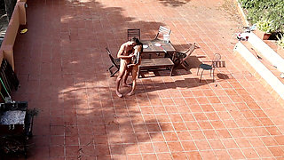 Couple Playing and Fucking in the Courtyard, Outside