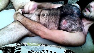 Hairy Horny Daddy Strokes His Big Cock