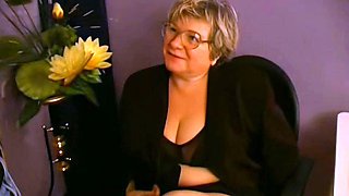 Russian granny teacher with young stud