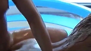 Sexy teen Anastasia and Betty fucked by big cock in the pool