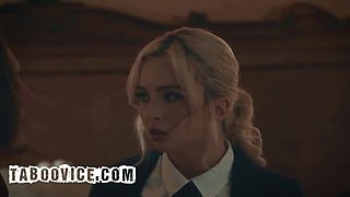 Blonde babe Lexi Lore takes two cocks in rough threesome dp and anal creampie