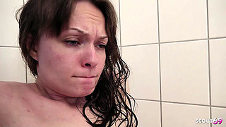 German Shy Girl Seduce to First Time Lesbian Sex in Bathtub at Overnight