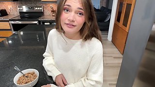 Tiny Slim Small-titted Cutie Decided To Try Her Stepdad's Boner & Got Creampied