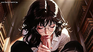 Glasses Beautiful Woman, the Private Study Session in the Library.super Temptation. Ai Generated