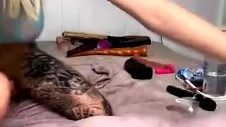 Shaved pussy blonde Tasha Reign with big boobs goes solo