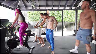 Rauls Bud, Brady Bud And Jimmy Bud In Surprise Gangbang At The Gym Triple Penetration And Anal