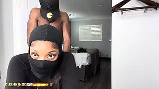 Amateur Latina with big booty uses dildo then takes real dick - Homemade sex