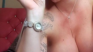 Glamour babe with big boobs masturbates in lingerie