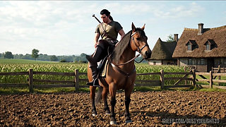 Dawn's Gentle Harvest – Scandinavian Peasant Wife Awaits Her Love. Created by AI