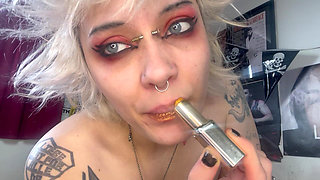 Stepsister Fucks Her Lipstick off Blowjob Spit Fetish Long Tongue