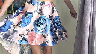 Satin Skirt No Panties Tease