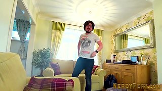 Nerd with glasses sucked by redheaded brit