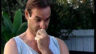 Stud Fucks Hairy Pussy and Ass of Brunette with Giant Melons Then Cums on Her Them