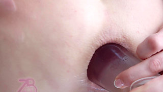 Huge Clear Buttplug Expands My Asshole Close-up