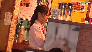 Japanese Babe having sex in the Cafe