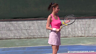 Horny Mixed Double Tennis Match