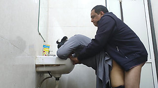 Friends wife fucked hard in washroom