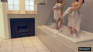 Slutty Nanny Drops Lesbo Act When There's Big Cock In Her Face