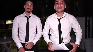 Fat butted girl went for a job interview, but ended up DPed by two italian guys
