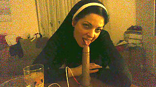 Mature slut  sucking big dildo