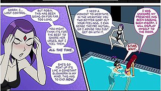Nico Robin And Car Toon In Teen Titans - Emotional Illness Pt.1 - Robin Fucks Starfire In The Pool While Raven Watches