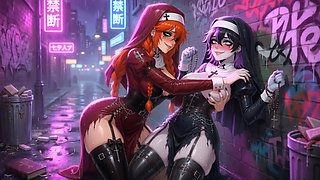 Slutty Lesbian Nuns Public Street Fuck Then Kitchen Sins 3D Hentai Big Tits